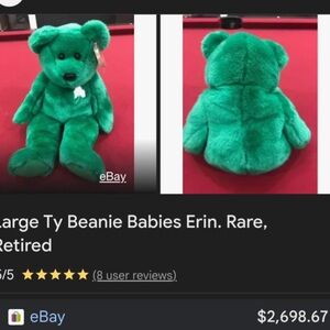 Ty Beanie Babies Erin Bear in Emerald Green
